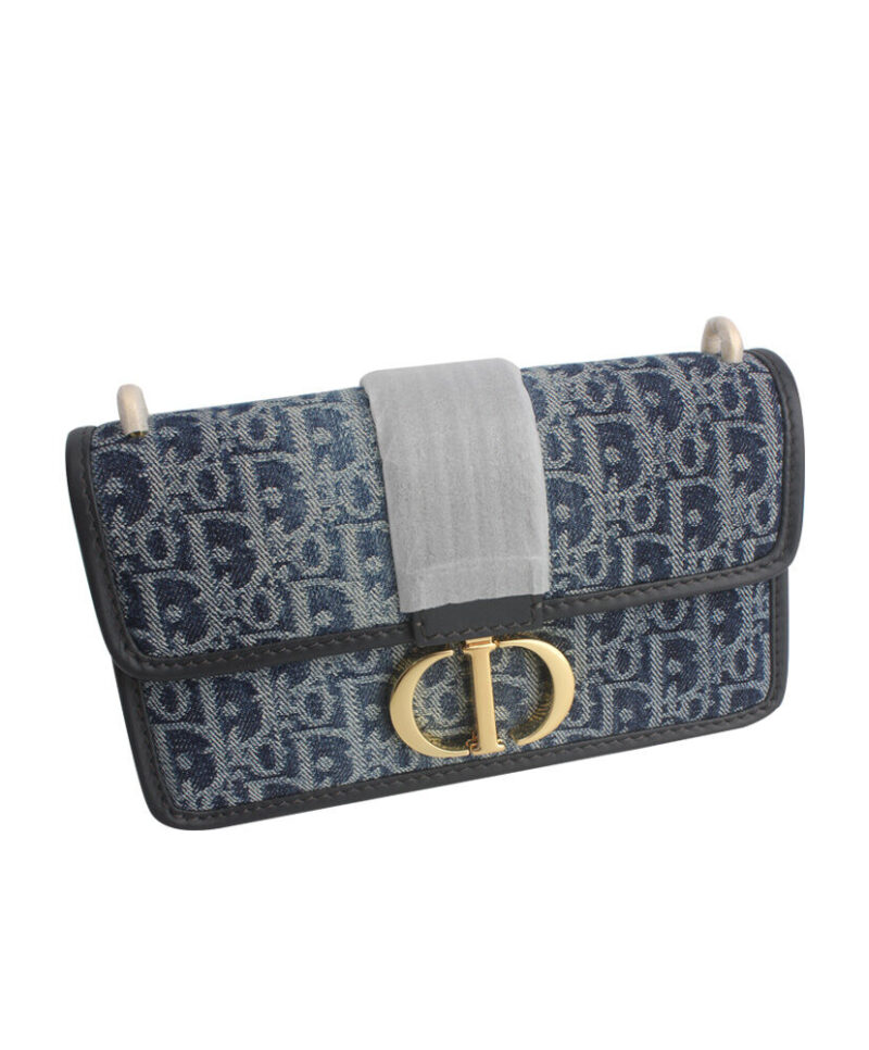 Christian Dior 30 Montaigne East-West Bag with Chain Blue